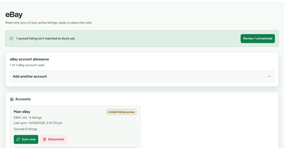 The marketplace intake review screen listing synced listings awaiting a decision